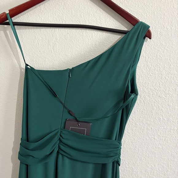 NWT Mac Duggal Womens Green One Shoulder Jersey Sheath Gown Size 10 - Picture 15 of 16